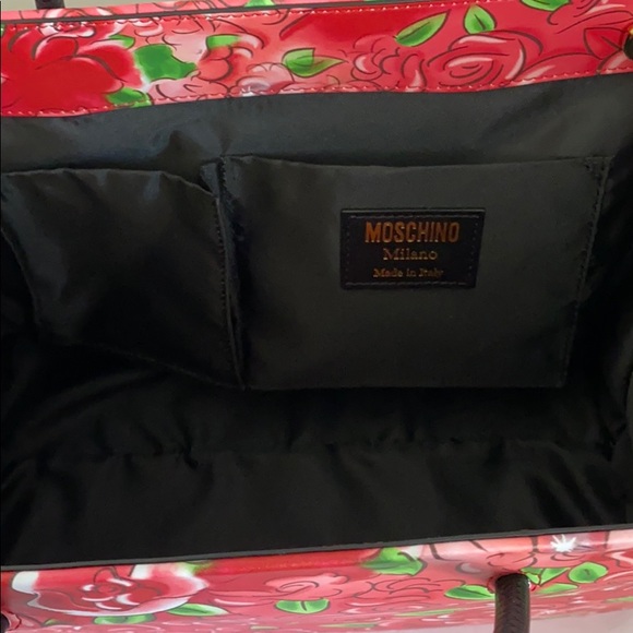 💯 Authentic Moschino Couture Red Leather Tote Bag - Picture 11 of 17